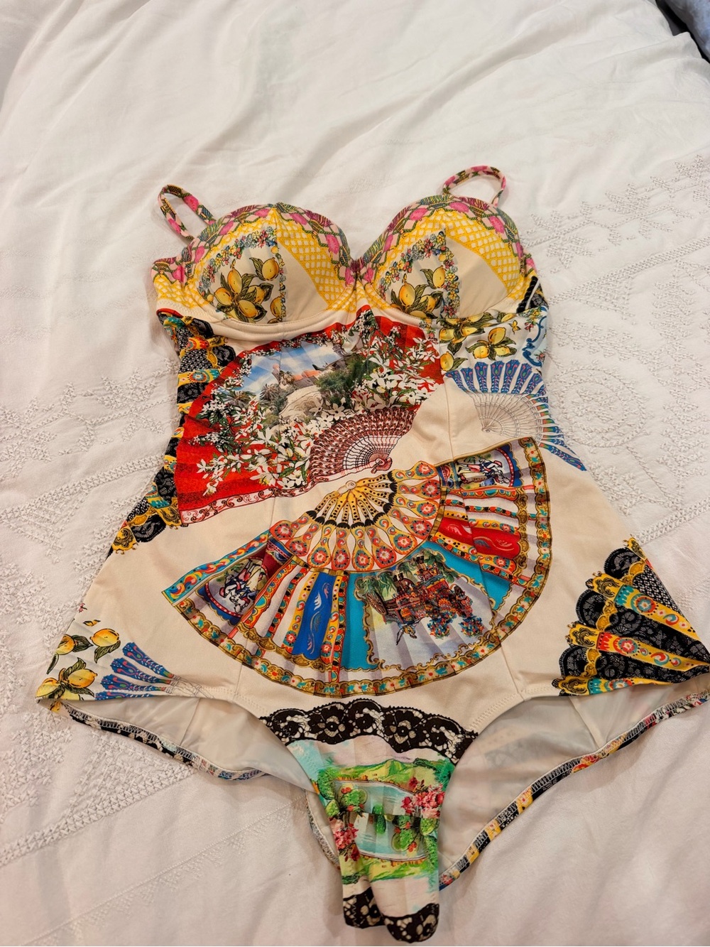 Multicolor Printed One-Piece Swimsuit - Yellow Accents Dolce & Gabbana